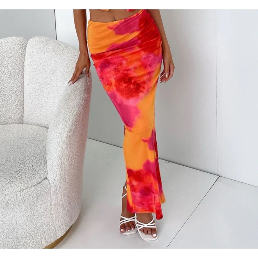 THATS SO FETCH Womens‎ Maxi Skirt Pink Orange  Beach Sz 2